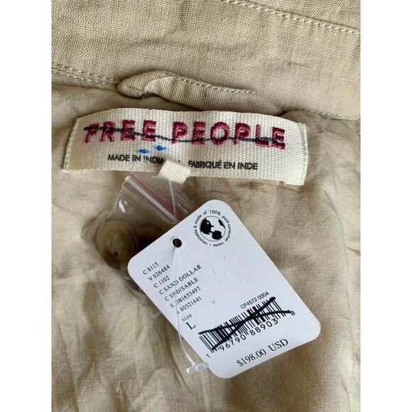 Free People Rory Duster in Sand Dollar Large Long Sleeve Button Front Pockets - Picture 6 of 6